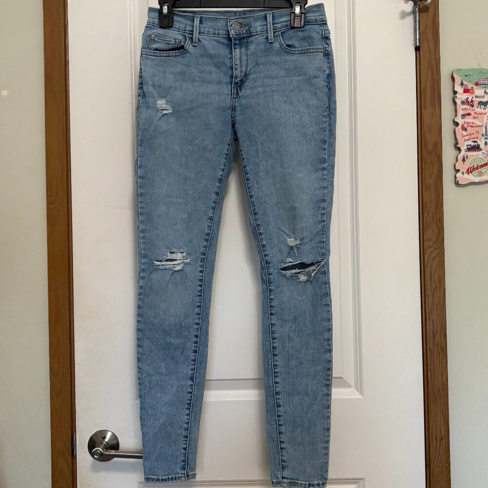 Levi's 710 Super Skinny Light Washed Ripped Jeans